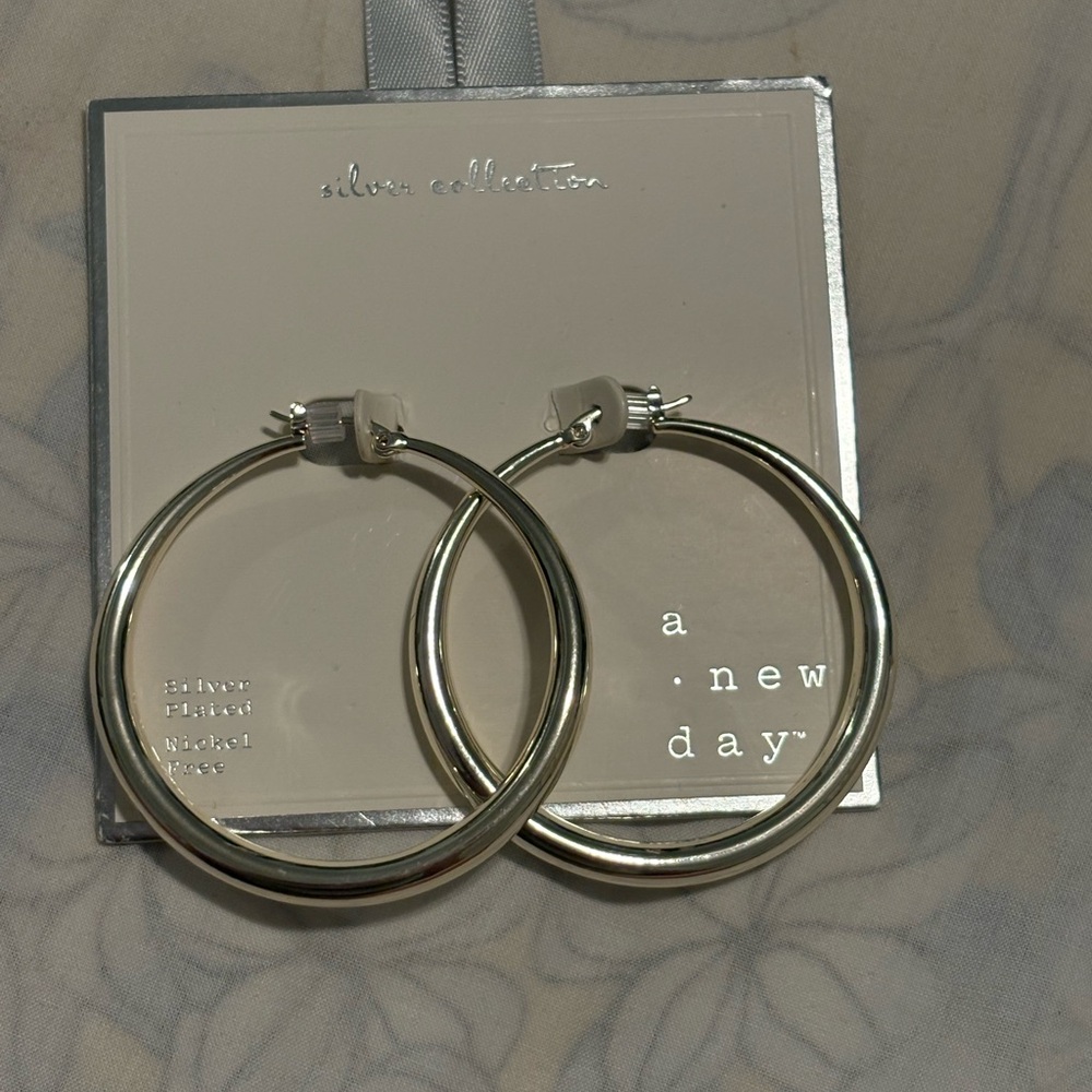 a new day Silver Hoop Earrings